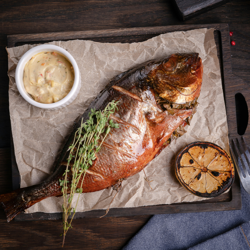 Abend mit Fisch, Olivenöl & Wein